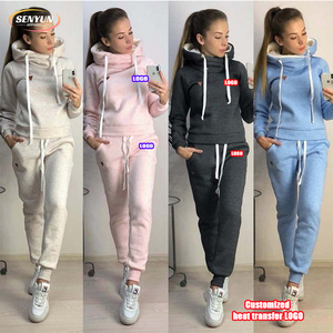Factory Winter <strong>Pullover</strong> Tracksuits Oem <strong>Plus</strong> <strong>Size</strong> Boxy Custom Embroidery Logo Hoodie Outfits 2 Piece Blank Jogger Women'S Sets - Product Image 1