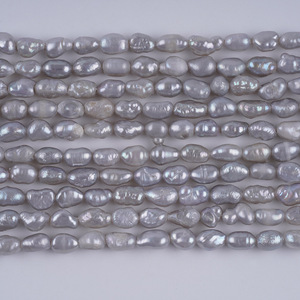 Vente en gros de perles d'eau douce naturelles 4-5 mm blanches, polies des deux côtés, grises, pour bracelet et collier DIY, trou droit, trou droit, trou droit - Product Image 2