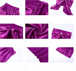 SML ฤดูร้อนใหม่ผู้หญิงสั้นเปิดสะดือ Bra เอวสูงห่อสะโพกกางเกงขากว้างชุดลําลอง - Product Image 5