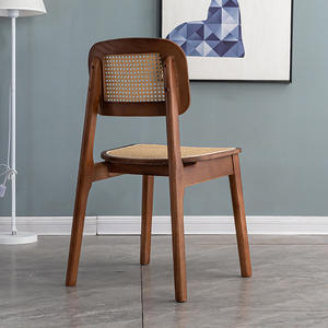 Chaise de salle à manger en rotin rétro Chandigarh, chaise de salon multifonctionnelle en bois massif nordique, utilisée dans les cafés, les salons de thé au lait - Product Image 4