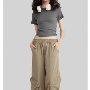 T-shirt de sport d'été personnalisé pour femme, en coton et élasthanne, coupe courte, style Y2K sexy, respirant et écologique, pour un usage décontracté - Product Image 3