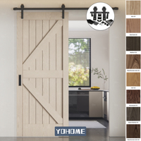 Porte coulissante intérieure en bois massif MDF de style rustique, insonorisée, pour maison, appartement, villa, buanderie, style ferme, Yohome