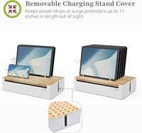 Station de charge en bambou de 11 pouces Organisateur de quai en bois à un niveau pour plusieurs appareils peu encombrants pour le salon