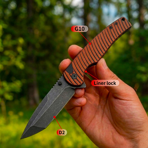 Cuchillo Plegable Táctico de Supervivencia para Exteriores y Camping, Hoja de Acero D2, Mango G10, con Clip, Venta al Por Mayor - Product Image 3
