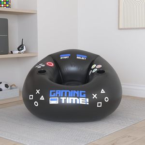 Inflatable <b>Gaming</b> <b>Chair</b> One Seat Round PVC <b>Bean</b> <b>Bag</b> With Cup Holder For Kids And Gamers - Product Image 2