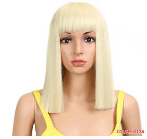 วิกผมสั้นตรงสีบลอนด์บ๊อบ,วิกผมม้าบีธแบบไล่สีวิกผมสังเคราะห์ทำจากไฟเบอร์อุณหภูมิสูง - Product Image 1