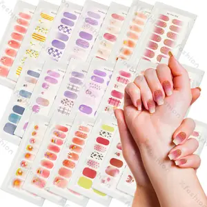 2023 Factory Hot Selling Non-Toxic Semi Cured Polish Strips Colorful Designs Nail Polish Wraps Stickers