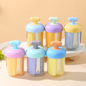 Portable Oatmeal Yogurt Cup With Spoon And Lid Microwaveable <b>Travel</b> Food <b>Container</b> Cylinder Shape For On The Go Meals - Product Image 1