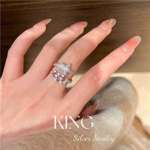 Anillo de Plata con Forma de Estrella y Micro Pavé, Joyería King Silver, Regalo de Moda para Mujer - Product Image 4