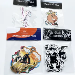 Pacchetto di adesivi Anime personalizzati promozionali in sacchetti di OPP fustut PVC vinile adesivo Pack per la vendita