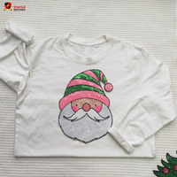 Nouveau design 2026 – Patch brodé thermocollant grand format Père Noël Bébé avec paillettes et sequins pour vêtements – Vente en gros personnalisée pour les fêtes de Noël