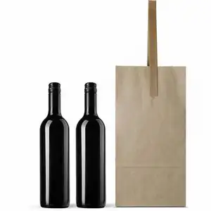 KINSUN yüksek kaliteli marka ambalaj logo özelleştirmek desen kraft kağıt kırmızı şarap hediye paketleme kağıt torba halat kolu