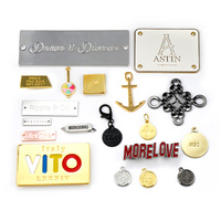 Fabrication directe usine OEM ODM – Logo de marque 3D gaufré et gravé en alliage de zinc, lavable, rectangulaire, sur mesure pour vêtements