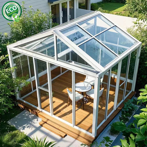 Elegantes Invernaderos Móviles Plegables con Techo a Dos Aguas en Forma de Pirámide, Vidrio de 10 mm, Comerciales, Resistentes al Agua, para Exteriores, Tipo Casa Pequeña - Product Image 1