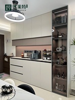 Buffet ARET de luxe discret avec vitrine en verre, rail de prises intelligent, rangement intégré, écologique, grand format pour salon