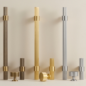 Maniglie in Ottone Massiccio con Finitura Nichel Spazzolato o Bronzo Antico - Stile Francese Americano <span class=keywords><strong>per</strong></span> <span class=keywords><strong>Mobili</strong></span>, Armadi e Cucine - Product Image 2