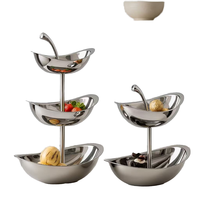 Plateau de service à étages en acier inoxydable, support pour bol à dessert et fruits, design moderne et minimaliste, assiette jetable pour fête, 50 pièces