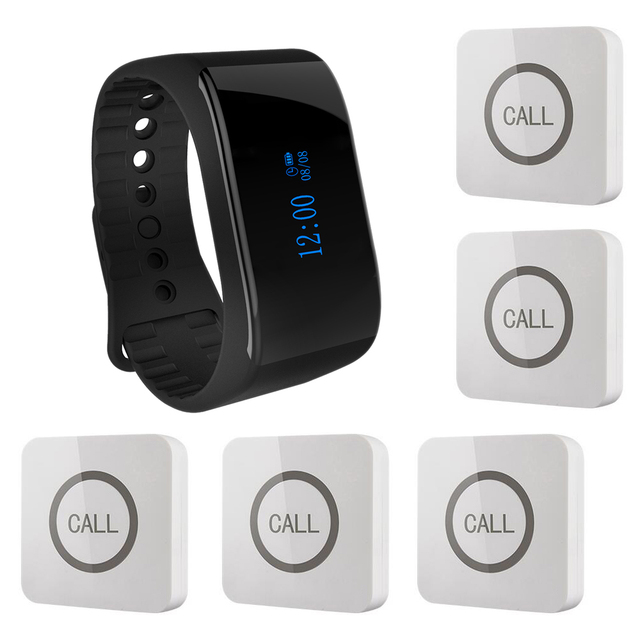 Restaurant Pager APE6900 Waterproof Breakproof Waiter Wristband Watch Pager Wireless Calling System for Plant Hospital Bar Cafe