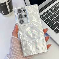 Étui de téléphone magnétique en TPU+IMD à motif froissé électro-plaqué de qualité supérieure avec protection d'appareil photo pour S24 Ultra/S23 Series/S25 Ultra