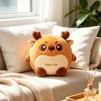 Peluche cerf ronde de haute qualité, fabrication sur mesure, broderie de logo personnalisé, jouet en peluche personnalisé, cadeaux pour enfants