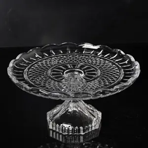 Buy China Antique Lacey Flat Round Double Christmas Mini Serving Wedding Server Glass Crystal Stand Cake Plate With Dome Cover