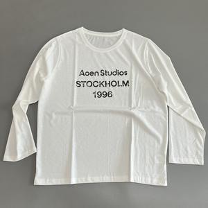 T-shirt Col Rond Homme Oversize en Coton Léger à Manches Longues, Coupe Ample d'Été, Unisexe, Design Logo Imprimé, Vente en Gros Pas Cher - Product Image 2