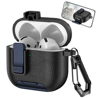 Casing kulit kasar untuk Airpods Pro 3, aksesori Anti jatuh kunci aman penutup casing pelindung tahan guncangan dengan gantungan kunci