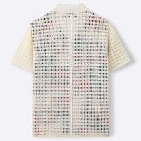 Chemises décontractées pour hommes en acrylique 100% faites à la main au crochet, patchwork floral, manches courtes, style bohème, vêtements de plage d'été