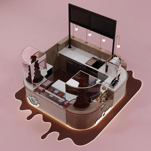 Kiosque à chocolat moderne personnalisé LUX avec éclairage LED, design de boutique de vente au détail pour centre commercial, stand d'îlot pour la vente de chocolat - Product Image 1