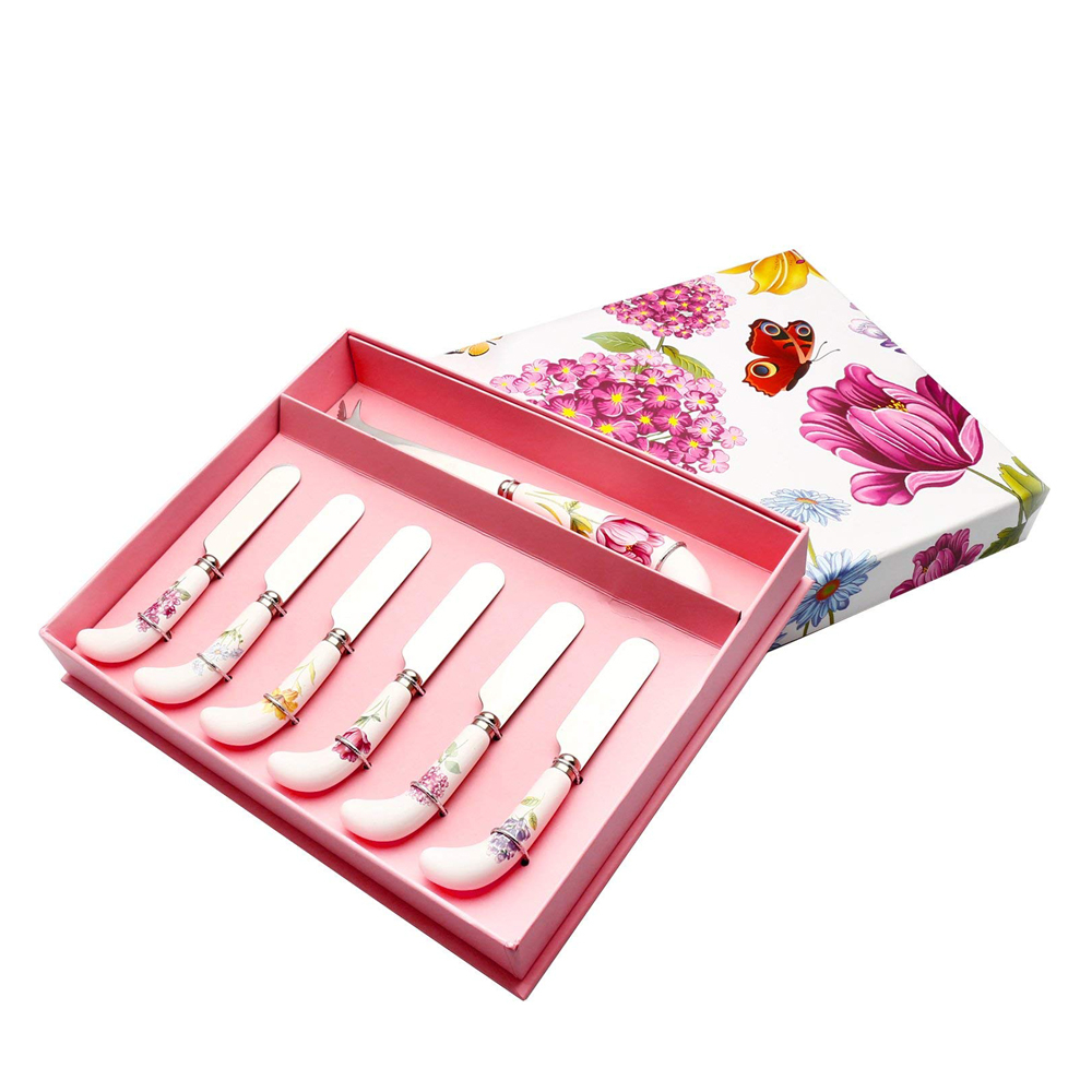 Нож для сыра из нержавеющей стали, нож для масла, набор из 7 предметов, керамическая ручка