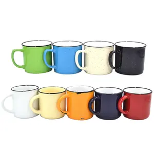 Разноцветная керамическая кружка для кемпинга, декоративная эмалированная чашка для кемпинга