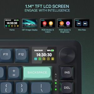 Bàn phím chơi game không dây OEM ODM K724 PRO 81 phím, kiểu gasket, màn hình TFT, núm xoay, kết nối ba chế độ, giảm tiếng ồn 5 lớp, nhỏ gọn 80S - Product Image 5