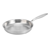Poêle à frire en titane pur à motif écaille de poisson, fond plat, sans revêtement, faible émission de fumée, compatible induction, avec couvercle en verre