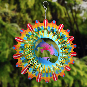 Moving Rainbow <span class=keywords><strong>Dolphin</strong></span> Winds pinner 3D Edelstahl hängende Terrasse und Garten Außen dekorationen - Product Image 2