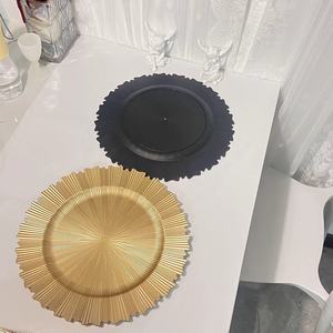 Piatto Decorativo in Stile Europeo Imitazione Ceramica <span class=keywords><strong>per</strong></span> Matrimoni e Feste, Bordo Dorato, Decorazione Artigianale, Piatto <span class=keywords><strong>per</strong></span> Frutta Dorato Lucido di Alta Gamma - Product Image 6