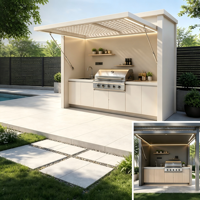 Cuisine extérieure économique avec réfrigérateur pour fûts, ensemble complet d'îlots de cuisine extérieure avec barbecue