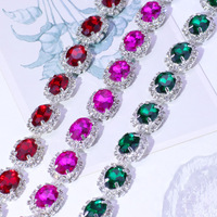 Chaîne de garniture décorative de luxe en cristal et strass, avec placage, pour embellissement, applique nuptiale et accessoires vestimentaires