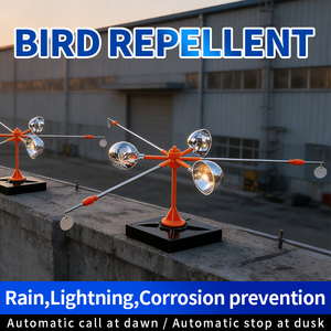 Éloigne-oiseaux solaire 360° °   Répulsif anti-pigeons, <span class=keywords><strong>corbeaux</strong></span> et moineaux rotatif avec alarmes sonores, <span class=keywords><strong>effaroucheur</strong></span> d'oiseaux pour verger, vignoble, jardin - Product Image 4