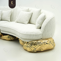 Ensemble de canapés sectionnels de luxe italiens en tissu Chesterfield, canapé-lit moderne crème rembourré en éponge, réglable, prêt pour la villa