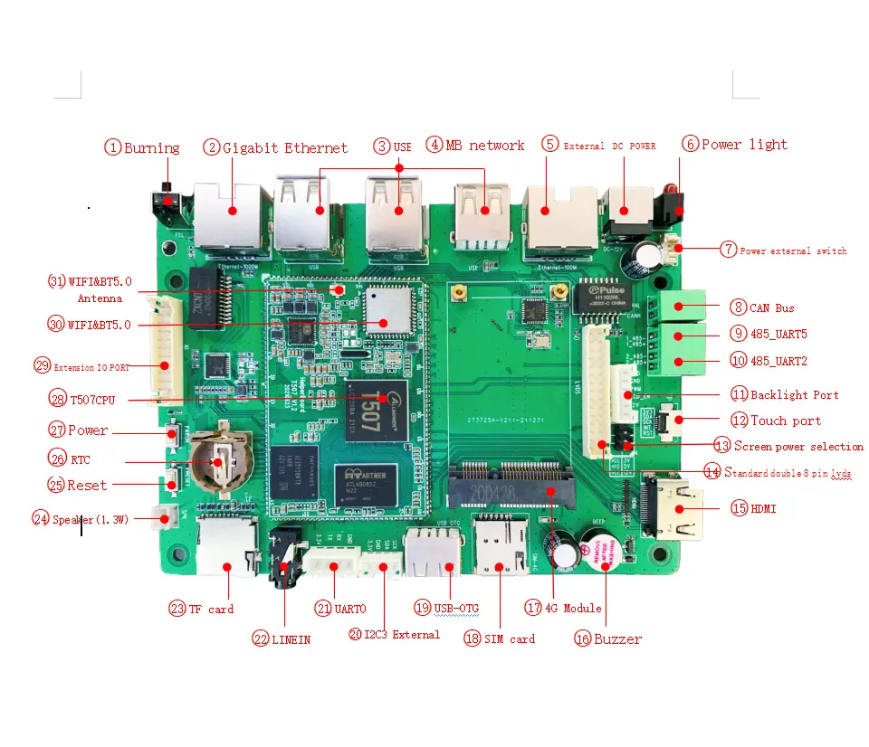 HelperBox Allwinner T507-لوحة تطوير مخصصة ، 4 نواة, نظام تشغيل أندرويد 10.0 ، نظام تشغيل لينكس ، أوبونتو qt ، xfce ، 18.04 ، منصة تطوير