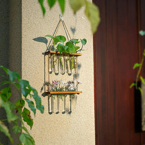 Hot Sale <b>Wall</b> Hanging Planter 2 Tiered Plant Propagation Stations Terrarium With Wooden Stand for Home Office Garden <b>Decor</b> - Product Image 3