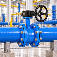 Katup Kupu-kupu Manual Berflens DN150 Kelas 150 DN200 PN16 dengan Seal Lunak EPDM untuk Minyak, Gas, dan Makanan, Tahan Api, Vakum Tinggi