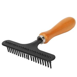 Strumento di Deshedding capelli corti-lunghi per cani e gatti rastrello toelettatura per animali domestici con manico in legno pennello facile da usare - Product Image 3