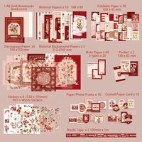 Simno 123 Artículos Kit de Scrapbook Estético Vintage Rosa Café, Cuaderno A6 con Cuadrícula para Bullet Journal y Junk Journal, Suministros DIY para Diario