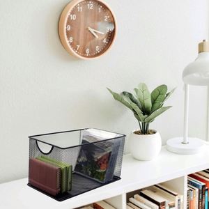 Metal Mesh <b>CD</b> Holder Box DVD Case Organizer Open Storage Bin Media Basket Container with Handles <b>CD</b> case - Product Image 3