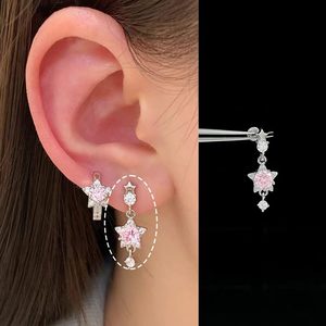Pendientes de pentagrama con diamantes de imitación brillantes para mujer, exquisitos pendientes de borla con forma de estrella, joyería - Product Image 2