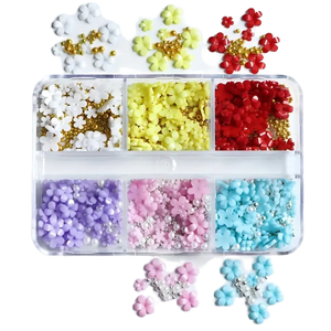 Vente en gros fleur 3D perles dorées 6 grilles 3D Nail Art décoration plastique résine DIY accessoire ornement boîte <span class=keywords><strong>pas</strong></span> <span class=keywords><strong>cher</strong></span> ongles <span class=keywords><strong>strass</strong></span> - Product Image 2