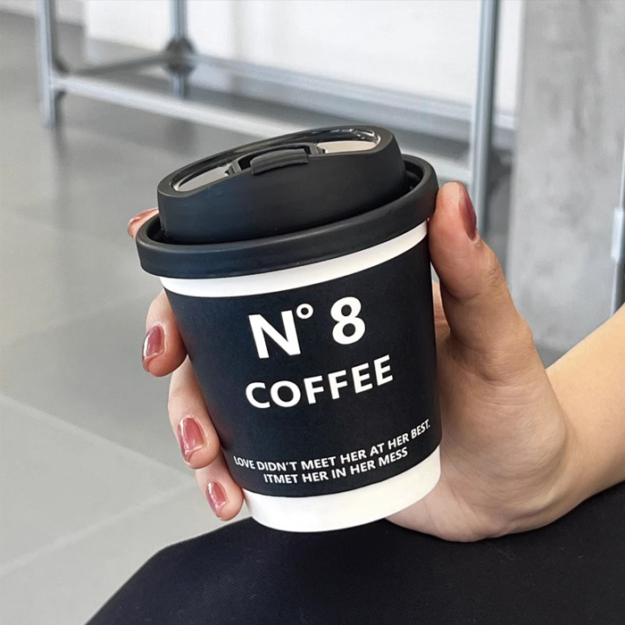 Custom Print Black Disposable Double Wall 8oz 12oz 16oz Hot Drink Shop ...