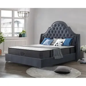 Royal designs-cama de madera con plataforma, tamaño king y queen, moderna, azul oscuro