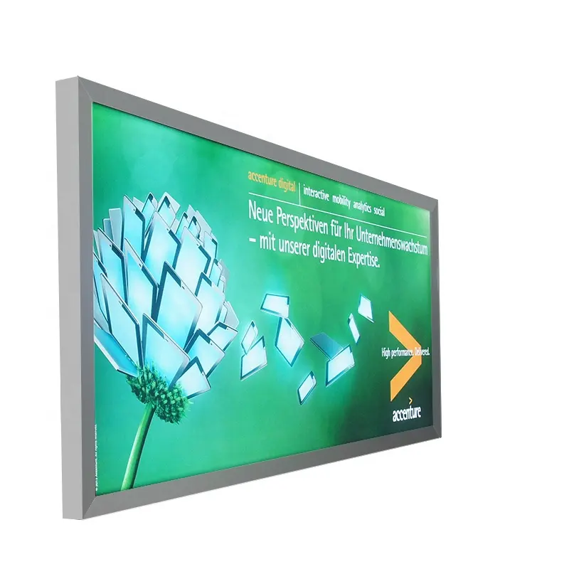 Montado en la pared de publicidad panel billboard al aire libre led retroiluminada tela pantalla caja de luz